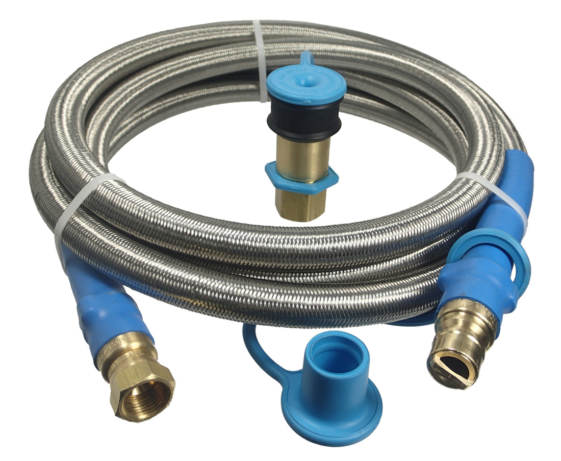 2' Natural Gas LP Stainless Steel Hose with Male Quick Connect Disconnect 